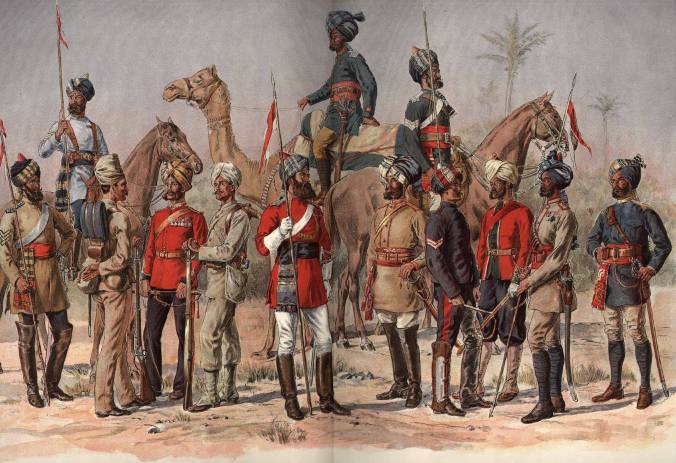 Men from various regiments in the army of the Presidency of Madras. In 1857 – unlike in 1806 – the Madras forces remained loyal.