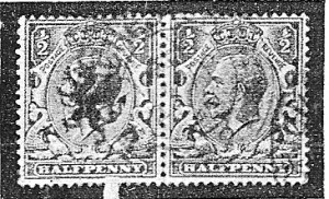 Stamp pair Trigolion y Ddraig Goch, 'Natives of the Red Dragon'.