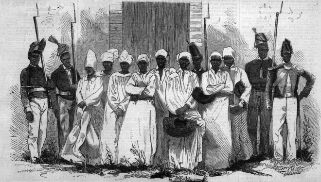 An engraving–probably made from a contemporary photograph–shows the eight Haitian 