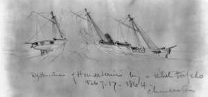 The sinking of the Housatonic. Contemporary sketch by–probably–the artist William Ward. Image: Library of Congress.