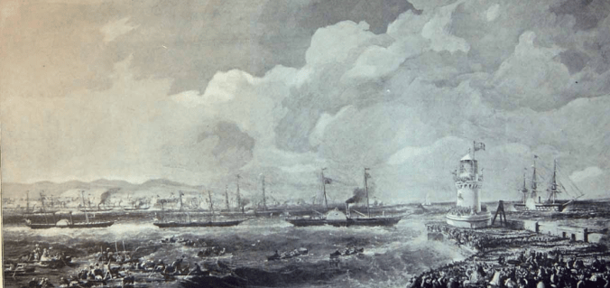Victoria and Albert leave Kingstown (today Dún Laoghaire, the port of Dublin) for Belfast on 11 August 1849 – neatly avoiding any need to travel through the devastated Irish countryside.