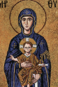 A stylised image of Christ and Mary from the Byzantine period.