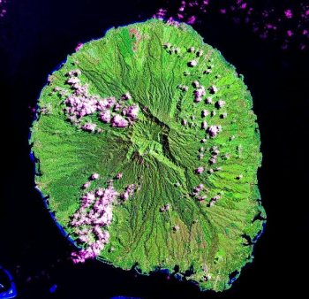 Kolombangara, in the Solomon Islands, is small but mountainous. It measures not quite 10 miles across, but is dominaed by a central massif that reaches heights of almost 6,000 feet (1,770m). It was home to about 10,000 Japanese soldiers during the war, but was