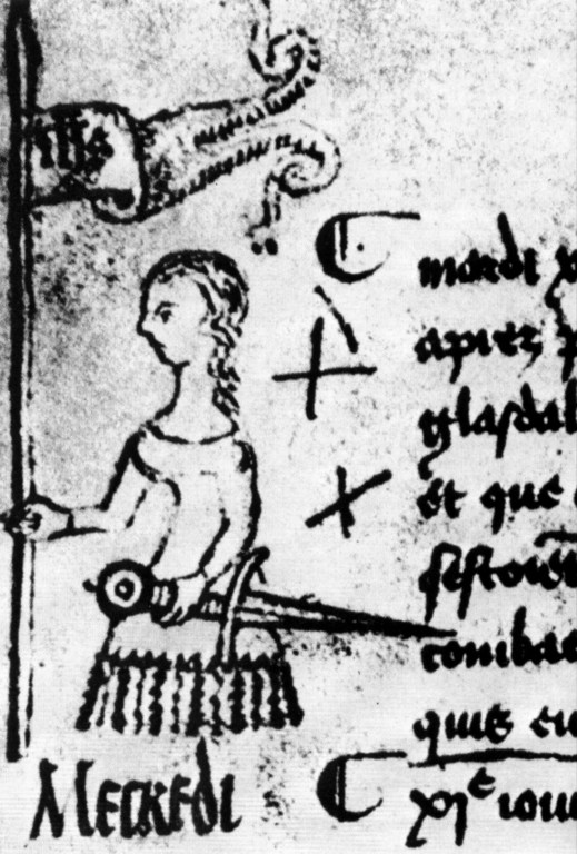 Drawing of Jeanne d'Arc in the protocol of the parliament of Paris (1429)