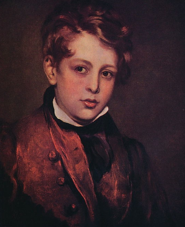 Portrait of a child, sometimes identified as George Gordon Byron. From The English Bible, by Sir Herbert Grierson. [Collins, London, 1943].